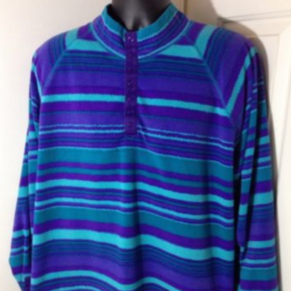Vintage Striped Skiing Fleece Sweater Vaporwave